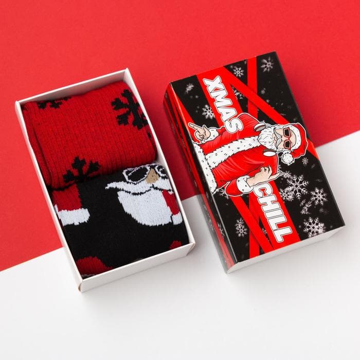Носки мужские новогодние Xmas chill, набор 2 пары, размер 41-44 (27-29 см)