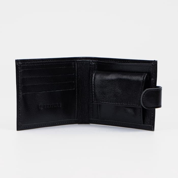 Портмоне мужское на кнопке TEXTURA, отдел для купюр, для карт, для монет, цвет чёрный