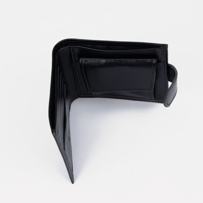 Портмоне мужское на кнопке TEXTURA, отдел для купюр, для карт, для монет, цвет чёрный