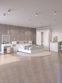 Спальный гарнитур «Аура», комплект 7 предметов, цвет белый