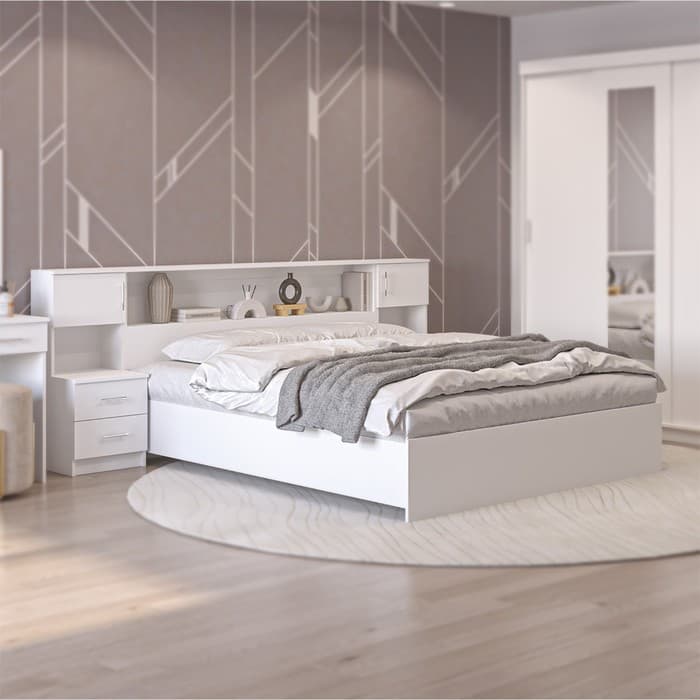 Спальный гарнитур «Аура», комплект 7 предметов, цвет белый