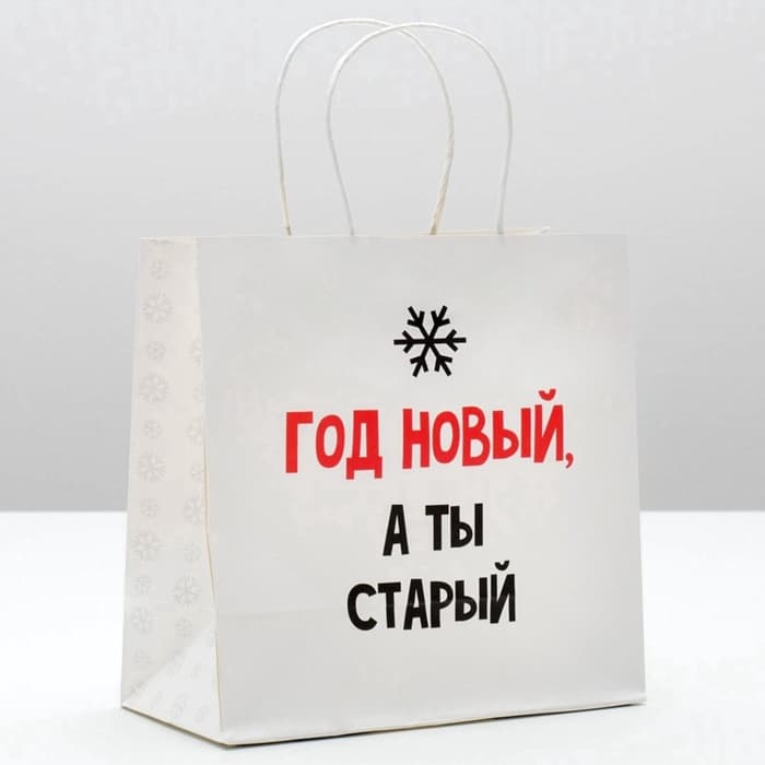Пакет подарочный новогодний «Год Новый, а ты старый», 22×22×11 см