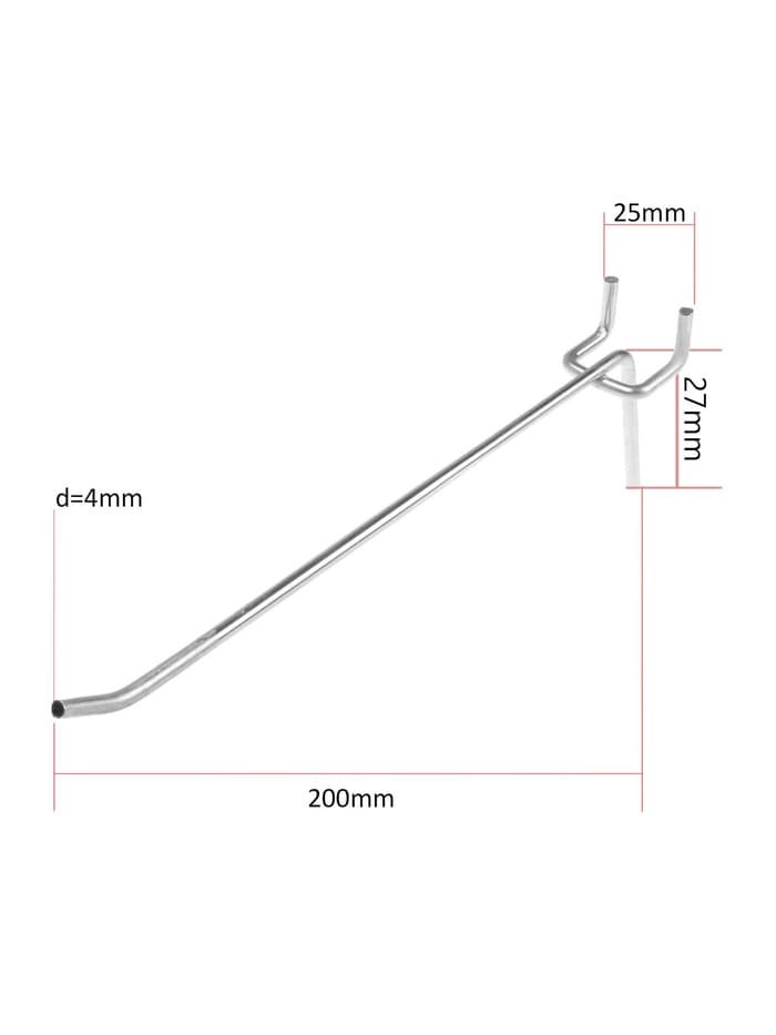 Крючок одинарный для металлической перфорированной панели, d=4 мм, L=20 см, шаг 25 мм