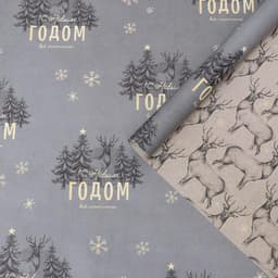 Упаковочная бумага глянцевая двусторонняя «Новый год», 70×100 см