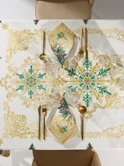 Скатерть на стол с салфетками «Этель» Golden Christmas: скатерть 150×180±3 см с ГМВО, салфетки 40×40 см - 8 шт.