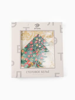 Скатерть на стол с салфетками «Этель» Golden Christmas: скатерть 150×180±3 см с ГМВО, салфетки 40×40 см - 8 шт.