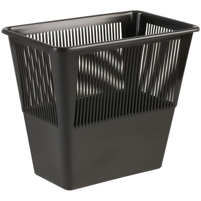 Корзина для бумаг и мусора Стамм, 12 л, пластик, сетчатая, прямоугольная, черная
