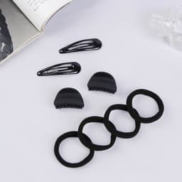 Набор для волос QF «Новия», 8 шт.: 2 невидимки 5 см, 4 резинки, 2 краба 3 см, чёрный