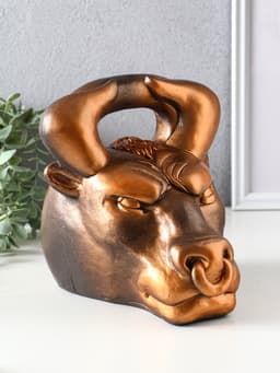 Копилка для денег «Бык гиря», гипс, золото-бронза, 20×21×19 см