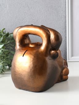 Копилка для денег «Бык гиря», гипс, золото-бронза, 20×21×19 см