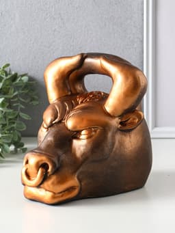 Копилка для денег «Бык гиря», гипс, золото-бронза, 20×21×19 см