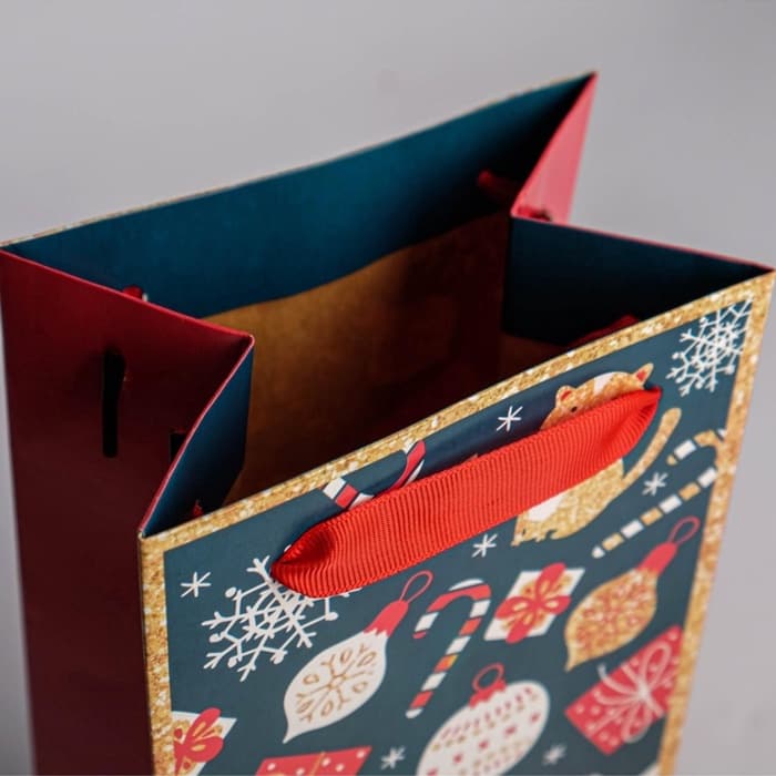 Пакет подарочный новогодний под бутылку «Счастья в Новом году», 13×35×10 см