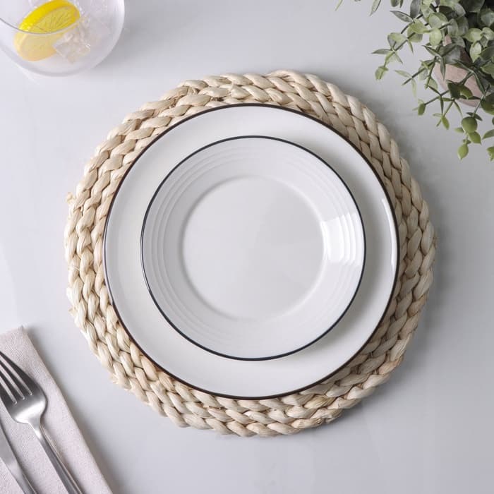 Салфетка сервировочная на стол Доляна «Косичка», плетёная, d=25 см, бежевая
