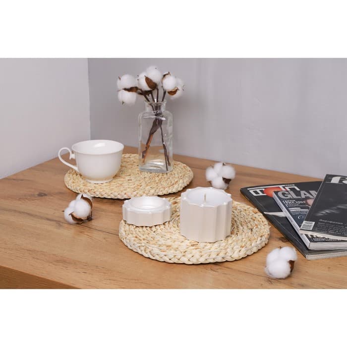 Салфетка сервировочная на стол Доляна «Косичка», плетёная, d=25 см, бежевая