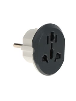 Переходник универсальный 16 А, с заземлением, 220 В, евровилка, заподлицо, чёрно-белый