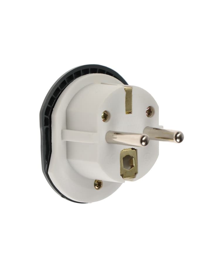 Переходник универсальный 16 А, с заземлением, 220 В, евровилка, заподлицо, чёрно-белый