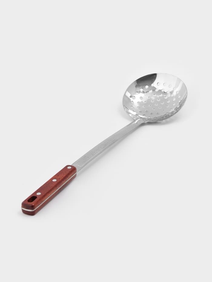 Шумовка для казана Шафран, 46 см, глубокая, узбекская, с деревянной ручкой, металл