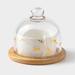 Икорница «Марбл», 150 мл, d=8 см, с подставкой и крышкой, керамика