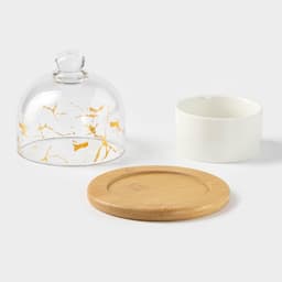 Икорница «Марбл», 150 мл, d=8 см, с подставкой и крышкой, керамика