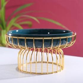 Подставка для десертов на металлической подставке «Изумруд», 23×12 см, керамика, зелёная