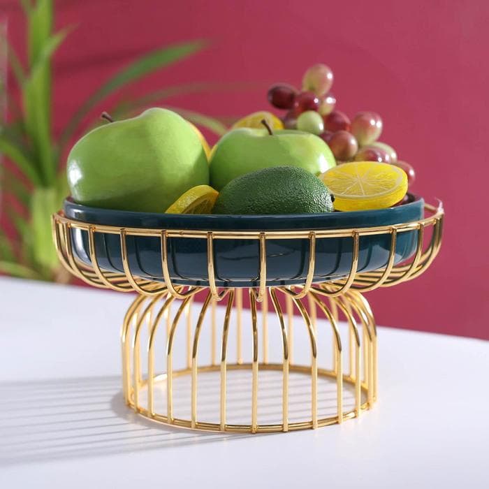 Подставка для десертов на металлической подставке «Изумруд», 23×12 см, керамика, зелёная