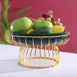 Подставка для десертов на металлической подставке «Изумруд», 23×12 см, керамика, зелёная