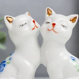 Фигурка керамика «2 котёнка в цветочек», 9.5×4.5×10.6 см