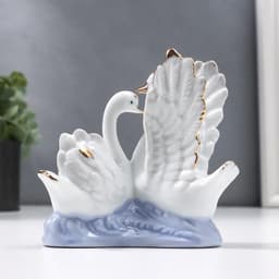 Фигурка керамика «2 лебедя с розой», 10×5.5×11 см