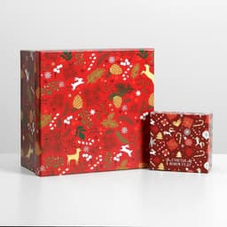 Коробки подарочные новогодние набор 10 в 1 «Новогодний», 10×10×6 ‒ 28×28×15 см