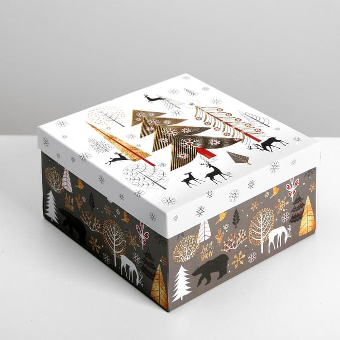 Коробки подарочные новогодние набор 10 в 1 «Новогодний», 10×10×6 ‒ 28×28×15 см