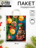 Пакет подарочный новогодний «Вокзал желаний», полиэтиленовый с петлевой ручкой, 28×35 см