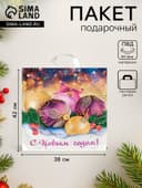 Пакет подарочный новогодний «Декабрь», полиэтиленовый с петлевой ручкой, 38×42 см