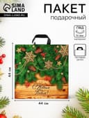 Пакет новогодний подарочный «Праздник у дверей», полиэтиленовый с петлевой ручкой, 44×44 см
