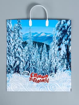 Пакет подарочный новогодний «Саяны», полиэтиленовый с пластиковой ручкой, 40×44 см