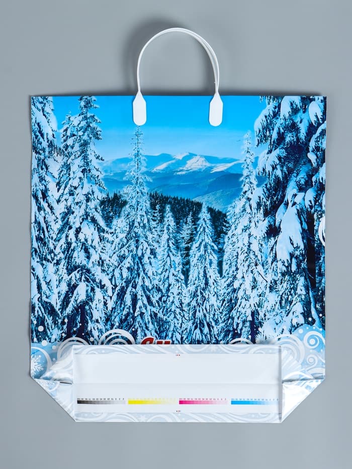 Пакет подарочный новогодний «Саяны», полиэтиленовый с пластиковой ручкой, 40×44 см