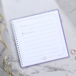 Книга пожеланий на свадьбу, на пружине «Фиолетовая с блёстками»