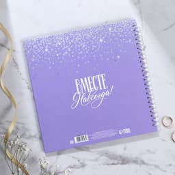 Книга пожеланий на свадьбу, на пружине «Фиолетовая с блёстками»