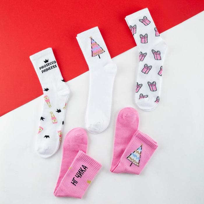 Носки женские новогодние KAFTAN «Сияй», набор 5 пар, размер 36-40 (23-25 см)