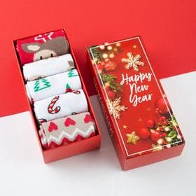 Носки женские новогодние KAFTAN Happy holidays, набор 5 пар, размер 36-40 (23-25 см)