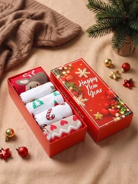 Носки женские новогодние KAFTAN Happy holidays, набор 5 пар, размер 36-40 (23-25 см)