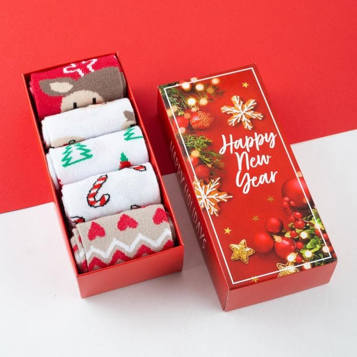 Носки женские новогодние KAFTAN Happy holidays, набор 5 пар, размер 36-40 (23-25 см)