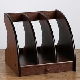 Органайзер для бумаги вертикальный, 3 секции, с выдвижным ящиком, 26×26×24 см