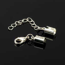 Замок карабин 5 шт. 12×7 мм, с удлинителем и обжимными круглыми концевиками 10×5 мм