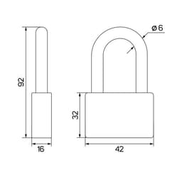 Замок навесной, тип 6, 6×50 мм, длинная дужка