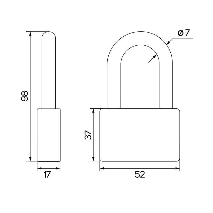 Замок навесной, тип 6, 6×60 мм, длинная дужка