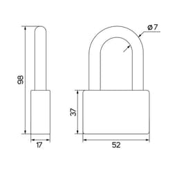 Замок навесной, тип 6, 6×60 мм, длинная дужка