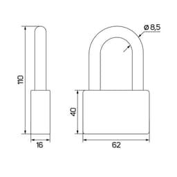 Замок навесной, тип 6, 7×70 мм, длинная дужка