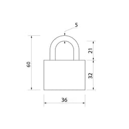 Замок навесной тип 14, 36×60 мм, 3 ключа