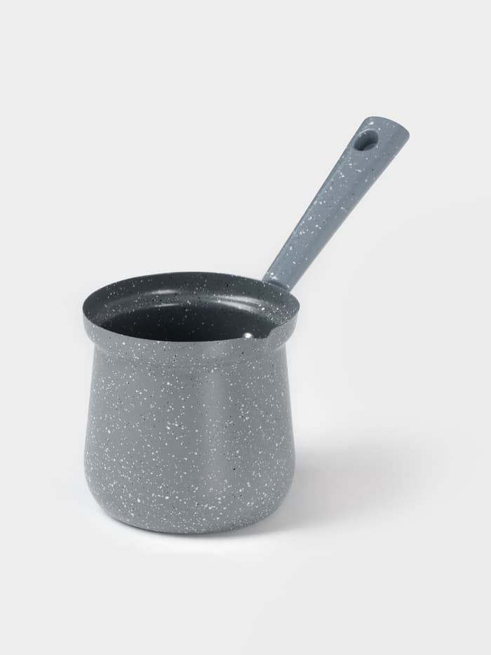 Турка Доляна «Мрамор грэй», 450 мл, d=9 см, 20×9×14 см, пластиковая ручка, антипригарное покрытие, индукция, серая