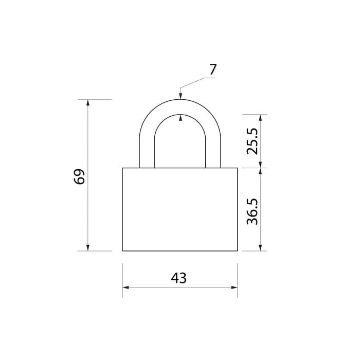 Замок навесной, 42×66 мм, 3 ключа
